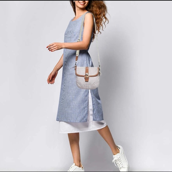 Vintage Coach Lavender Logo Jacquard Canvas Soho Swing Crossbody Bag - Picture 4 of 14